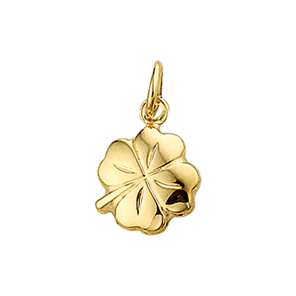 Anhänger Kleeblatt 2-seitig 10 mm 14K Gelbgold