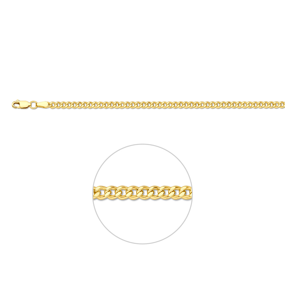Gourmetkette massiv 3,7 mm Silgold (gelb mit Silberkern)