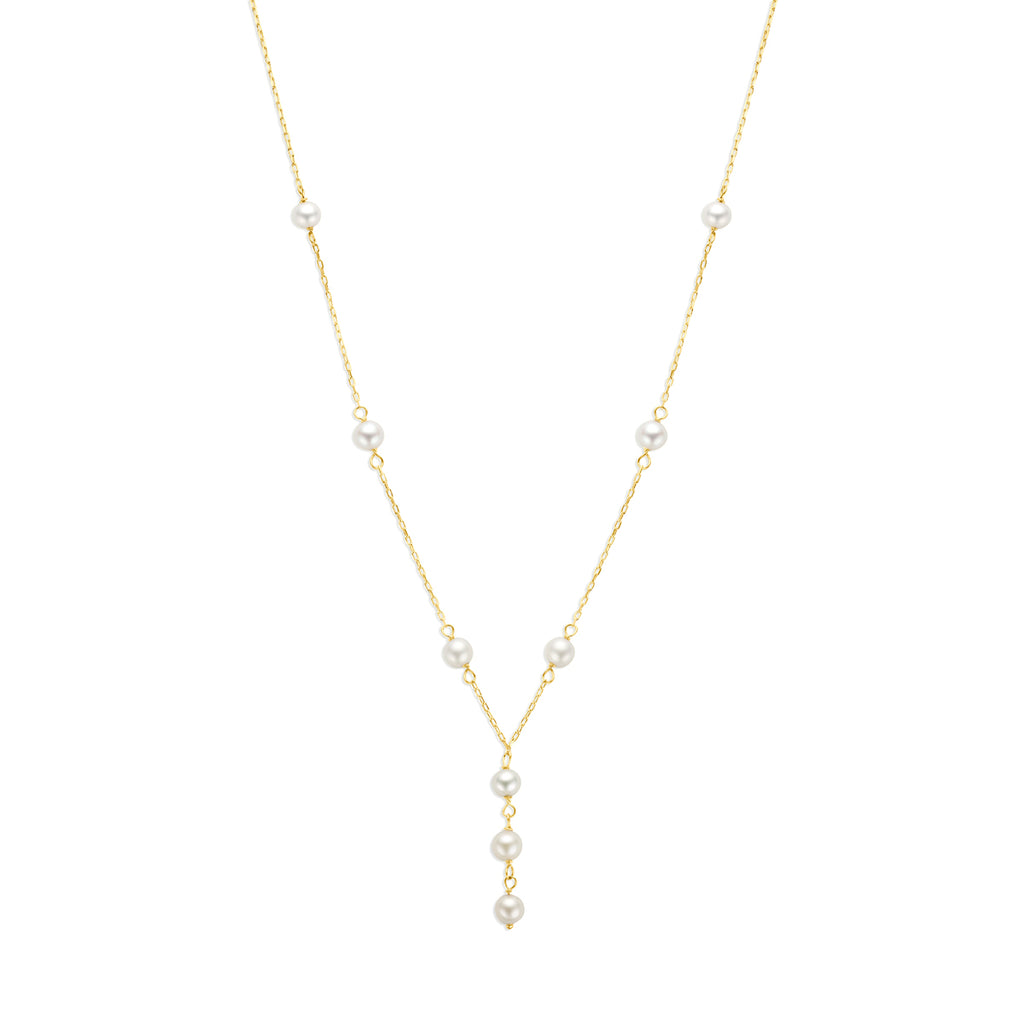 9k y-collier parels 41 - 43 - 45 cm 9K geel
