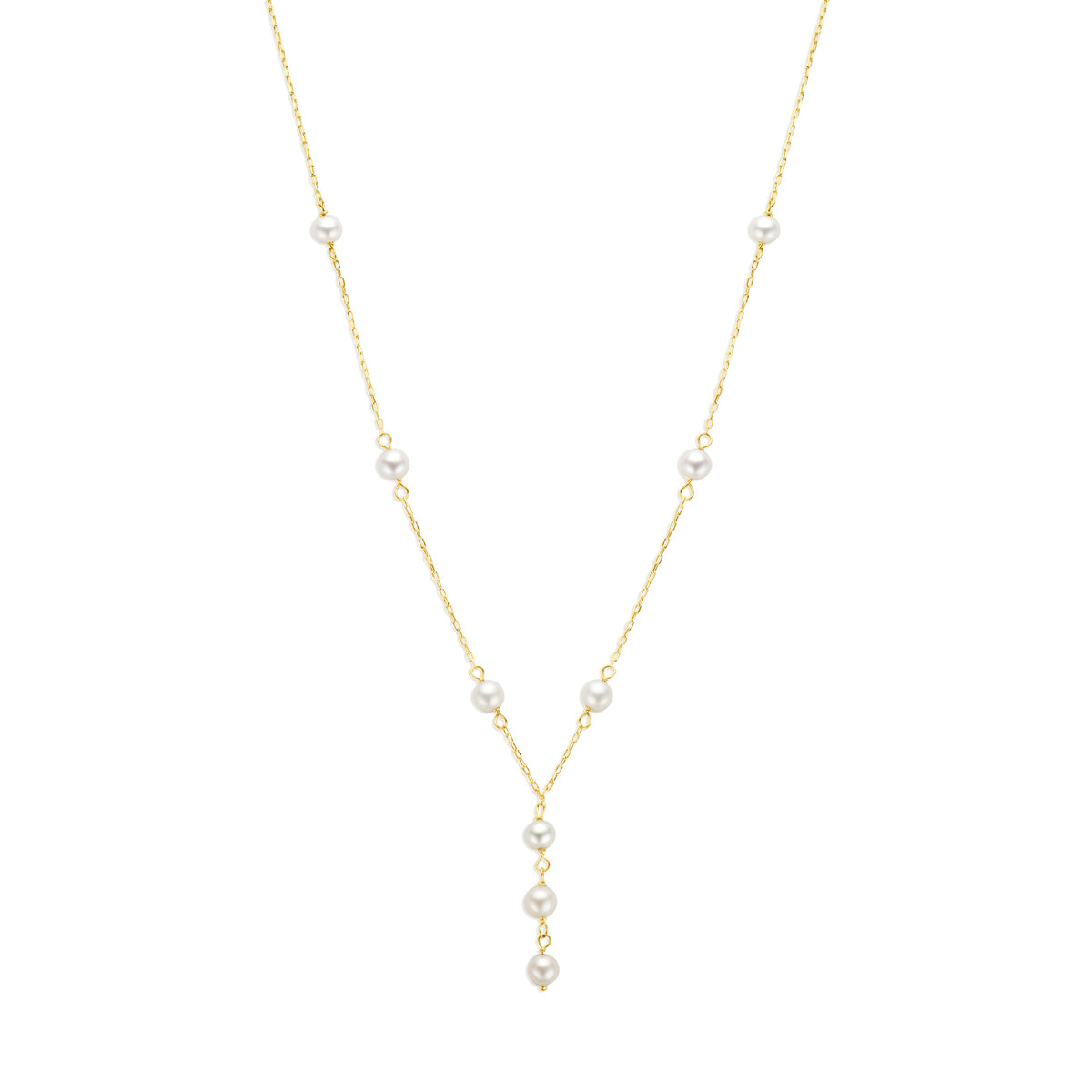 9k y-collier parels 41 - 43 - 45 cm 9K geel