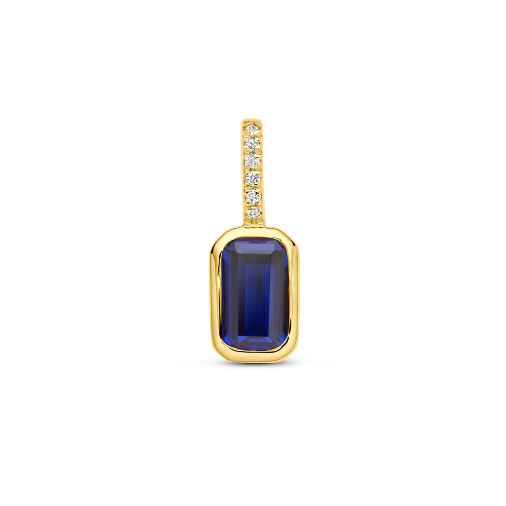 hanger met geboortesteen en diamant 0.012ct H SI 11 mm 14K geelgoud