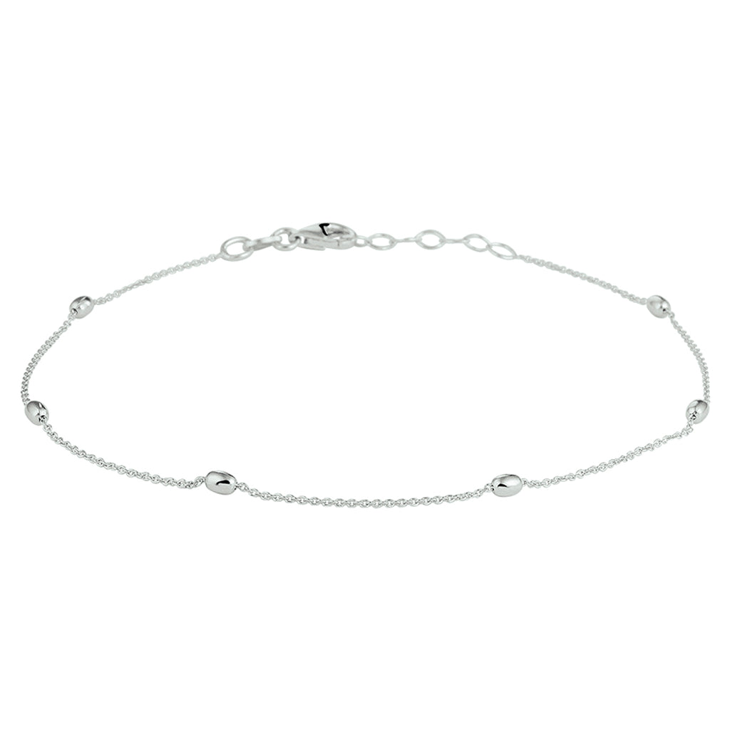 Fußkettchenperlen 2,5 mm 24 + 2 cm Silber rhodiniert