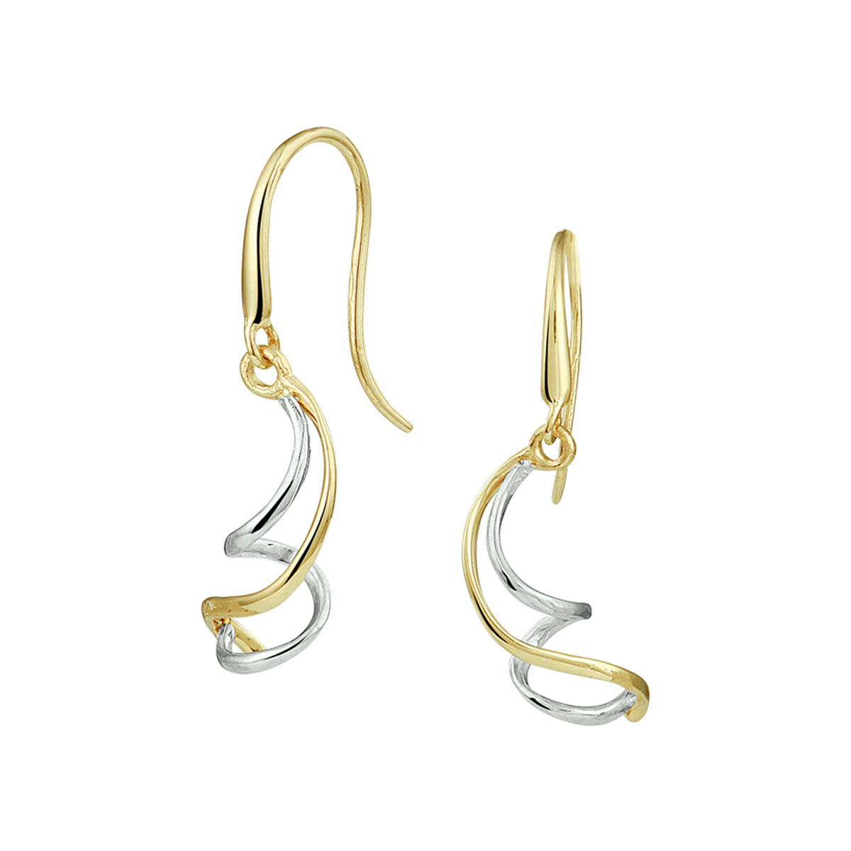 Französische Hakenohrringe 14K Bicolor-Gold gelb/weiß