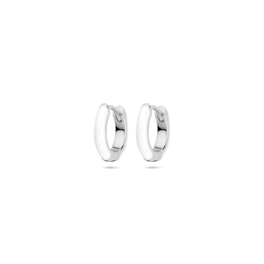 Klappcreolen, weiß emailliert, 10,5 mm, Sterlingsilber rhodiniert