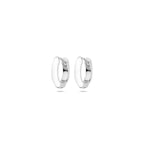 Klappcreolen, weiß emailliert, 10,5 mm, Sterlingsilber rhodiniert