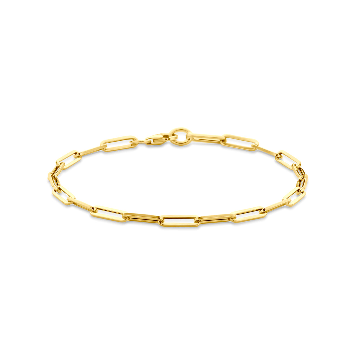 9 Karat Armband Paperclip Vierkantrohr 3,0 mm 19 cm 9K Gelb