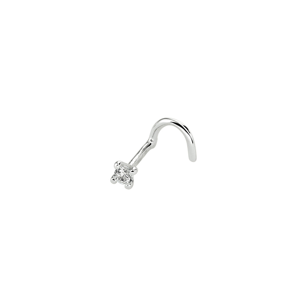 Curl-Nasenstecker aus Zirkonia, Silber rhodiniert