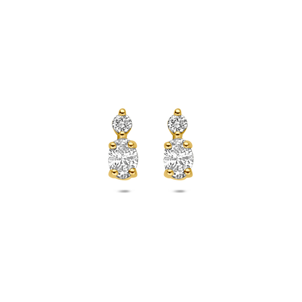 oorknoppen lab grown diamant 0.12ct (2x 0.1225ct) f vs 6,5 mm 14K geelgoud