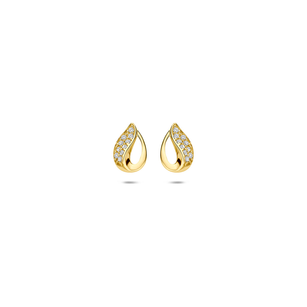 9k oorknoppen zirkonia 8 mm 9K geel
