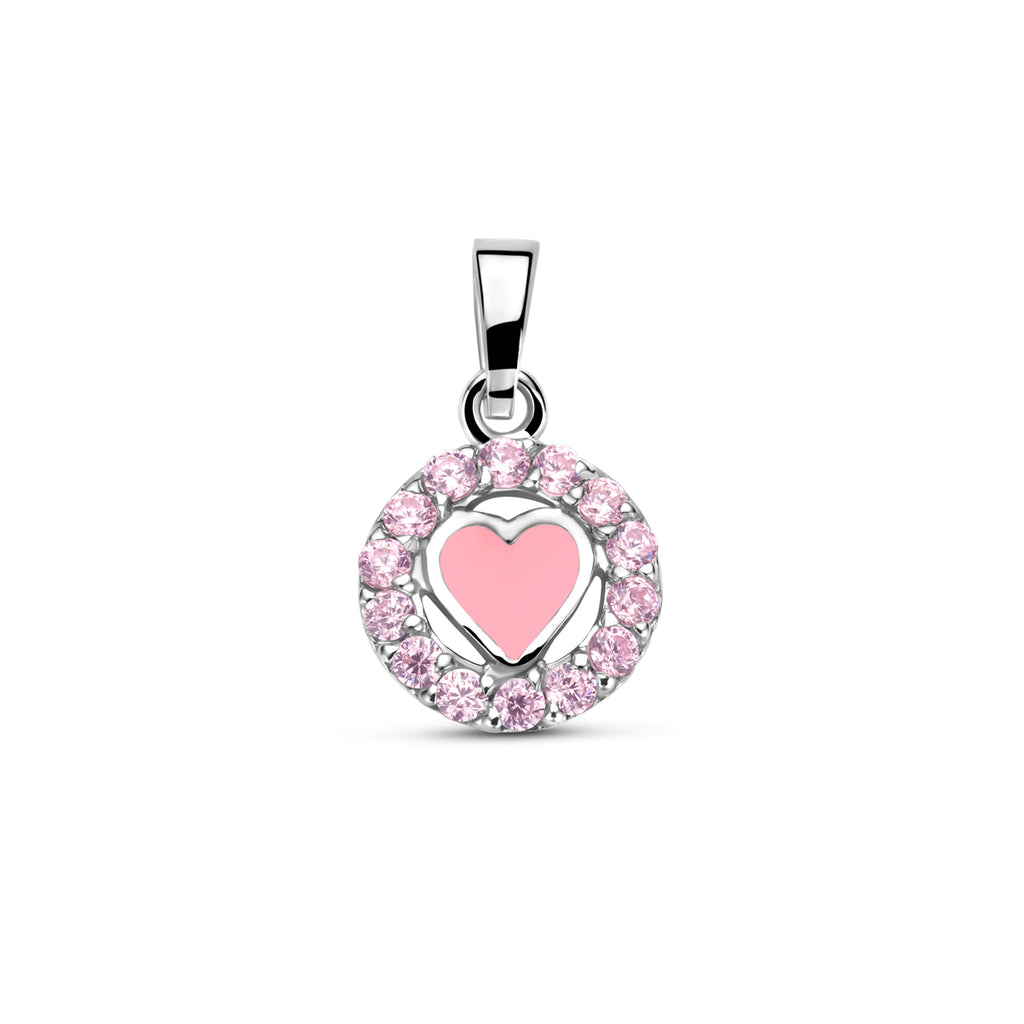 Anhänger Emaille Herz Zirkonia 15 mm rhodiniertes Silber
