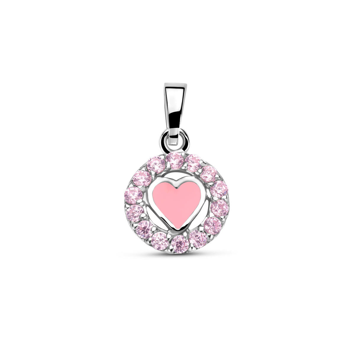 Anhänger Emaille Herz Zirkonia 15 mm rhodiniertes Silber