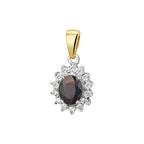 hanger saffier en diamant 0.10ct h si 14K bicolor goud geel/wit - ovaal