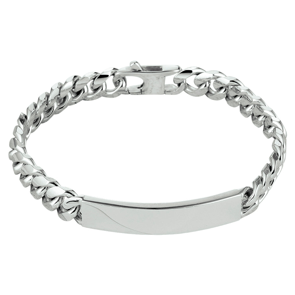 Gravurarmband Gourmette 6 Seiten geschliffen Platte 8,5 mm 21 cm Silber rhodiniert