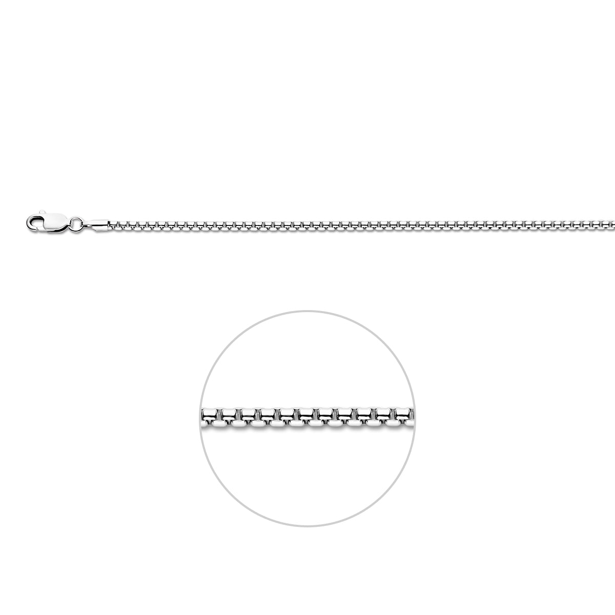 venetiaans bol 2,1 mm zilver gerhodineerd