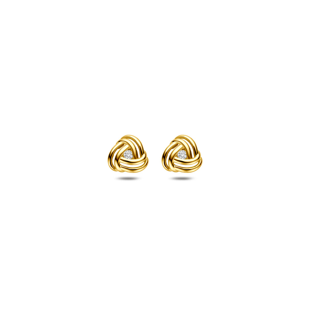 Ohrstecker Zirkonia 6 mm 14K Gelbgold