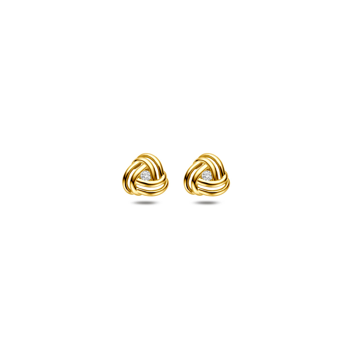 oorknoppen zirkonia 6 mm 14K geelgoud