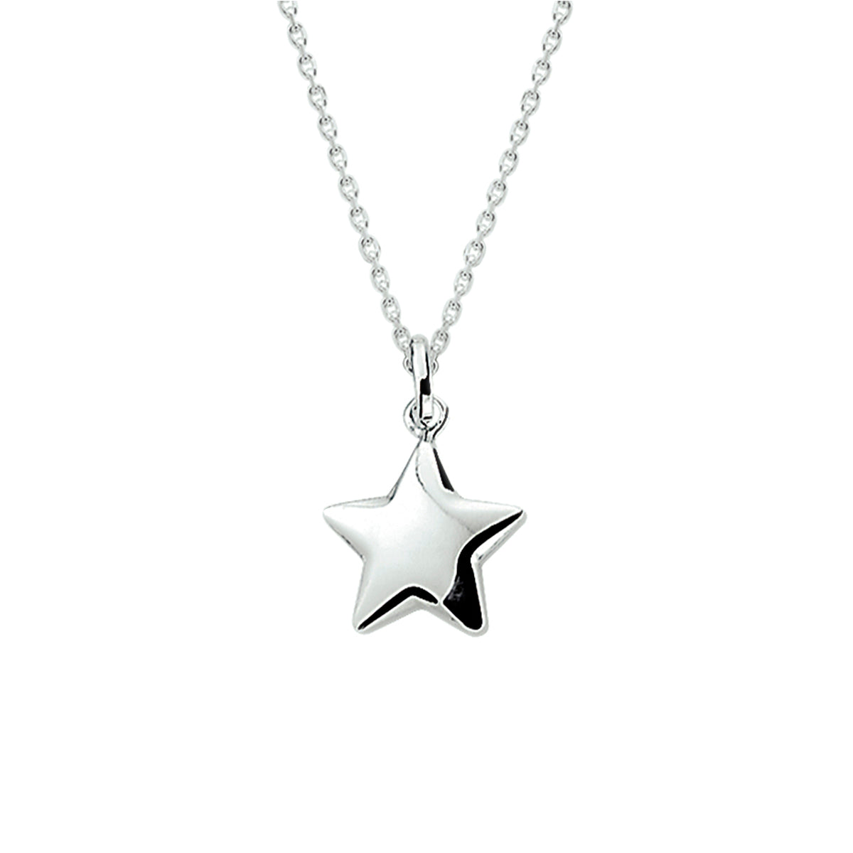 collier hanger ster 41 + 4 cm zilver wit