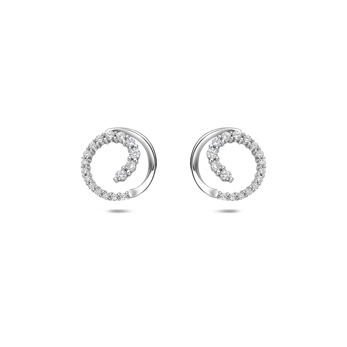 oorknoppen zirkonia 9,5 mm zilver gerhodineerd
