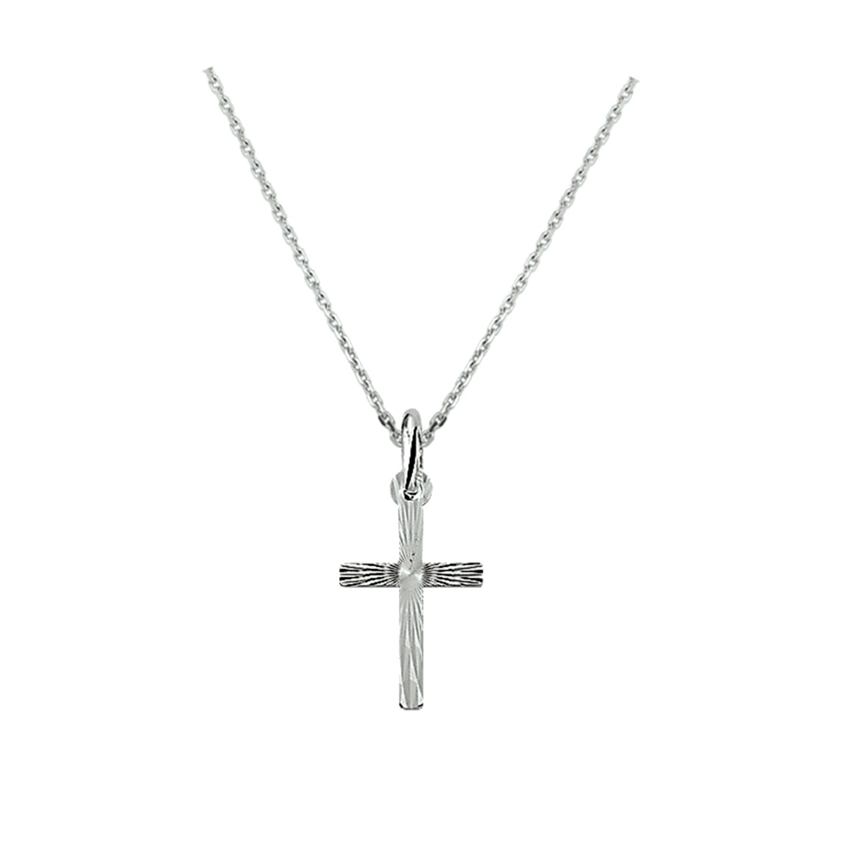 Halskette Kreuz 41 + 4 cm Silber rhodiniert