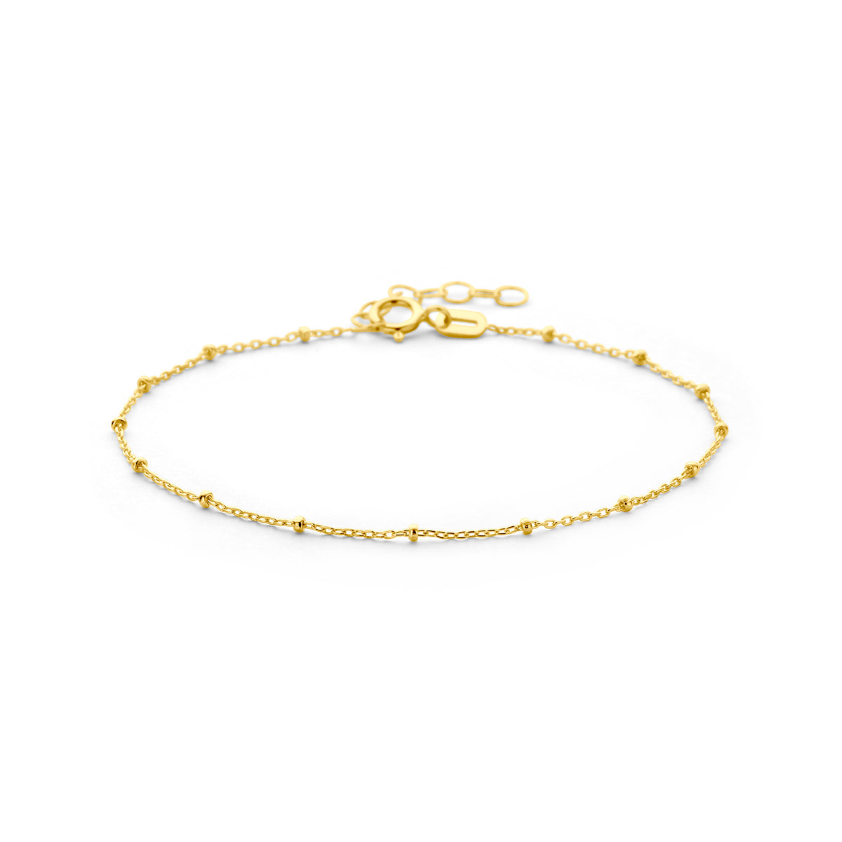 Armband Kugeln 1,3 mm 16 + 2 cm 14K Gelbgold