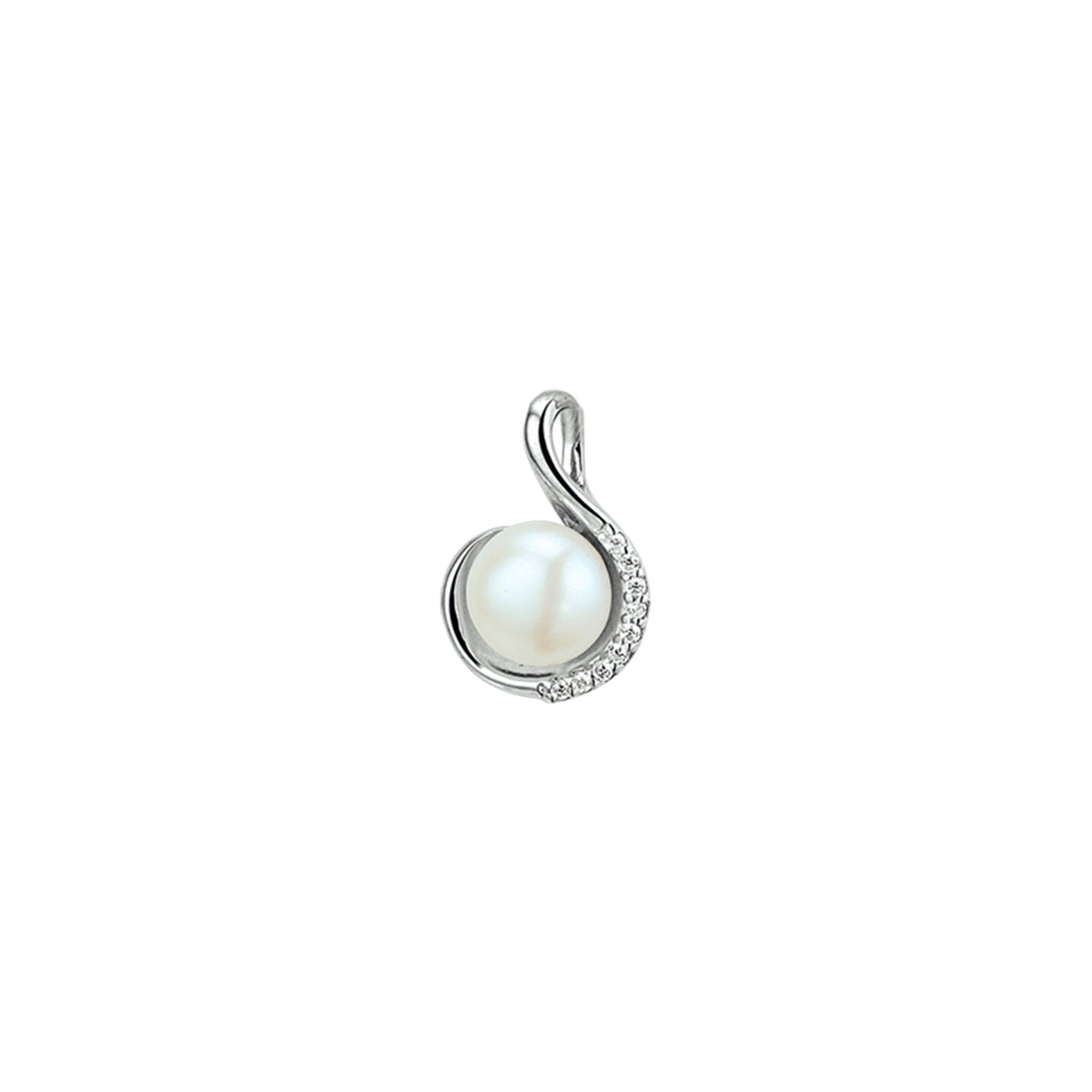 hanger parel en zirkonia zilver gerhodineerd