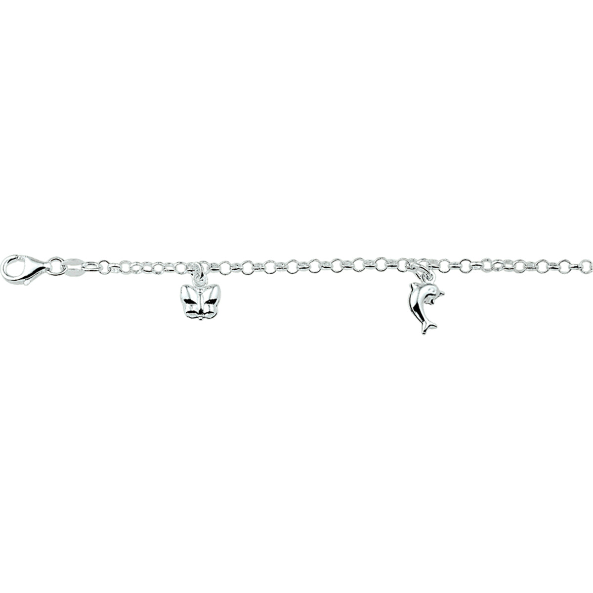 armband diverse bedels 15 cm zilver gerhodineerd