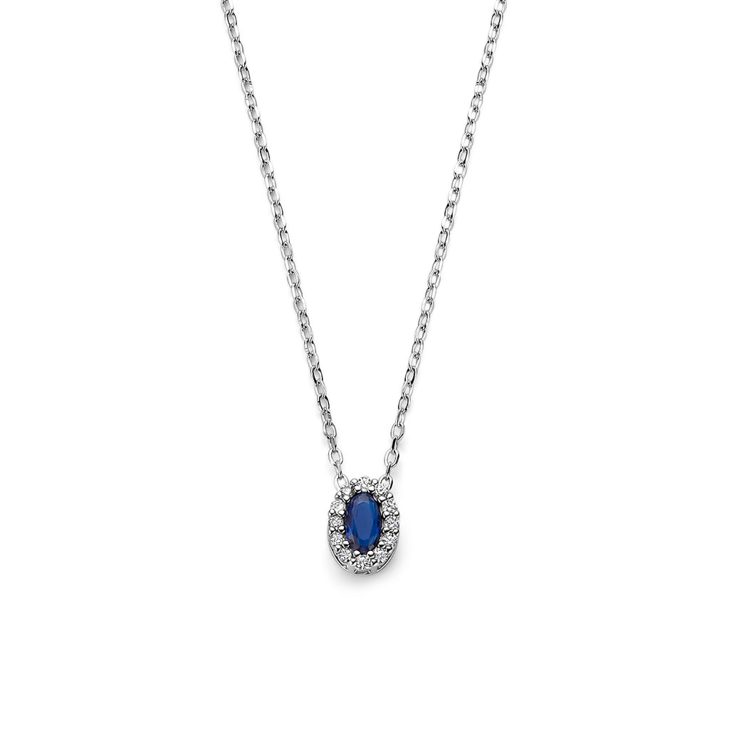 collier saffier zirkonia 41 - 43 - 45 cm zilver gerhodineerd