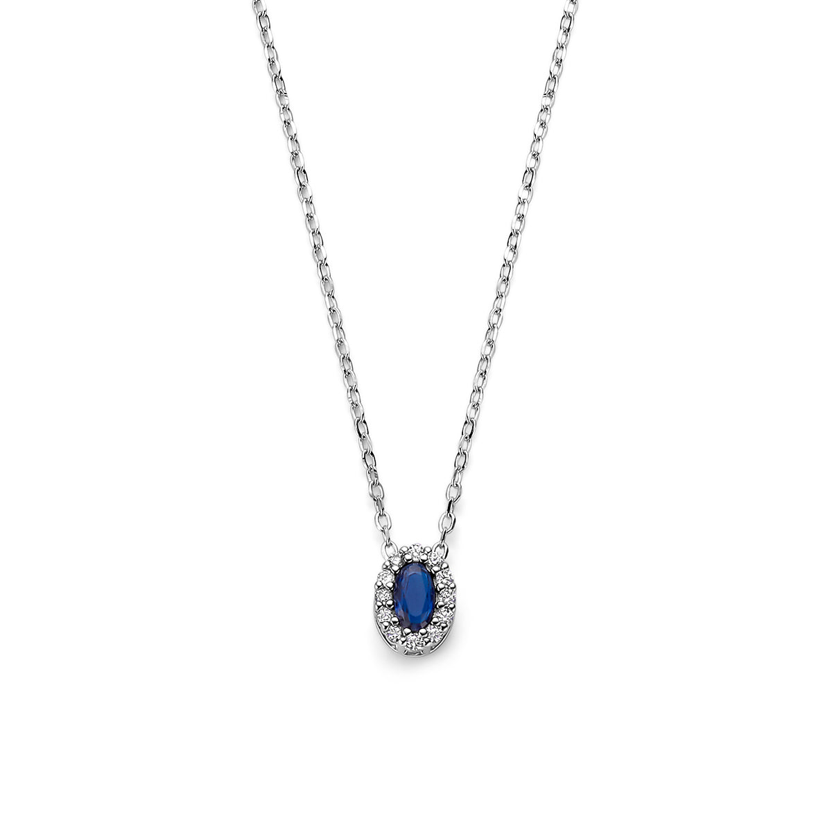 collier saffier zirkonia 41 - 43 - 45 cm zilver gerhodineerd
