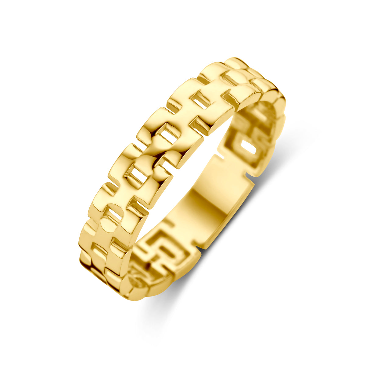 ring schakel 14K geelgoud - schakelmotief