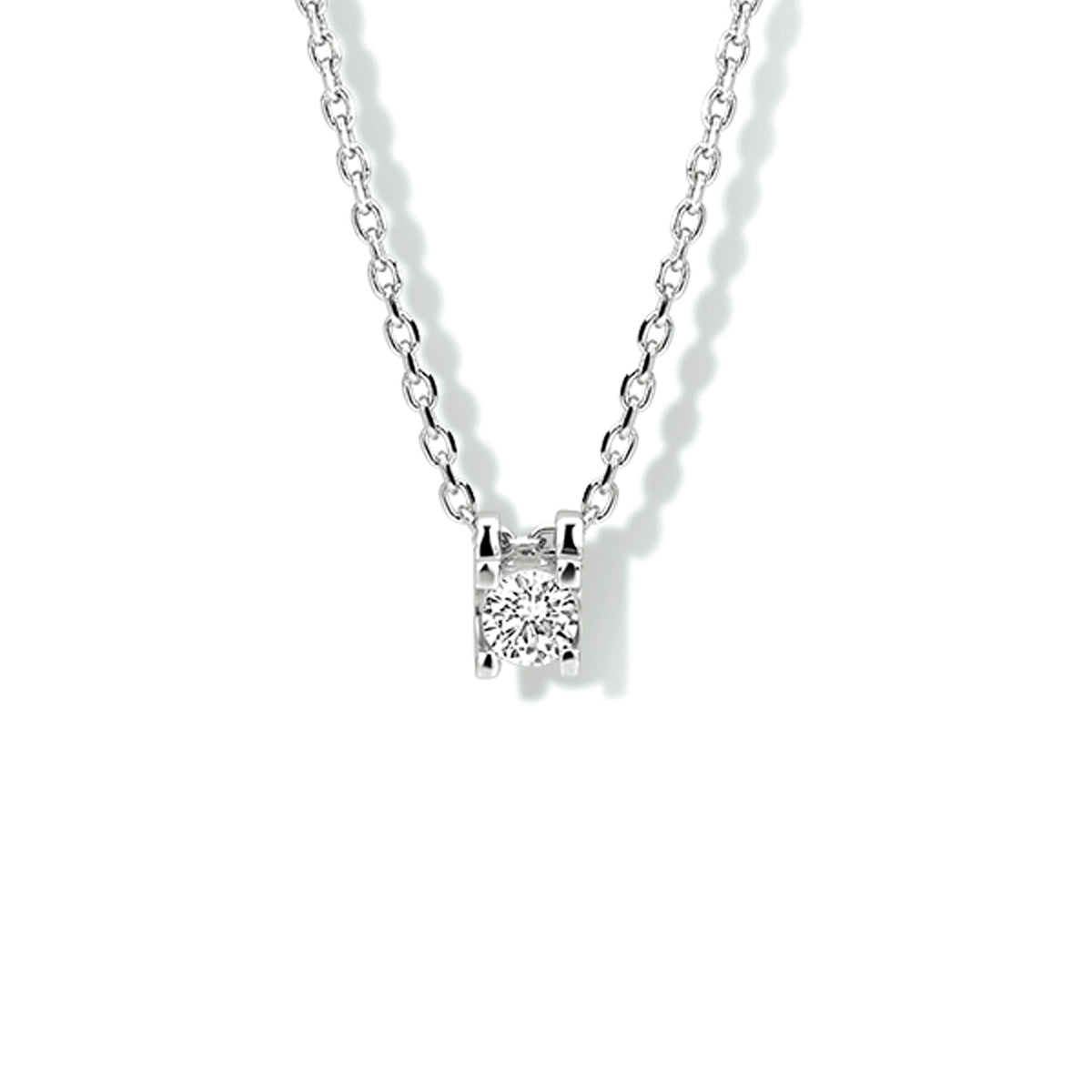 Halskette Zirkonia 41 + 4 cm Silber rhodiniert