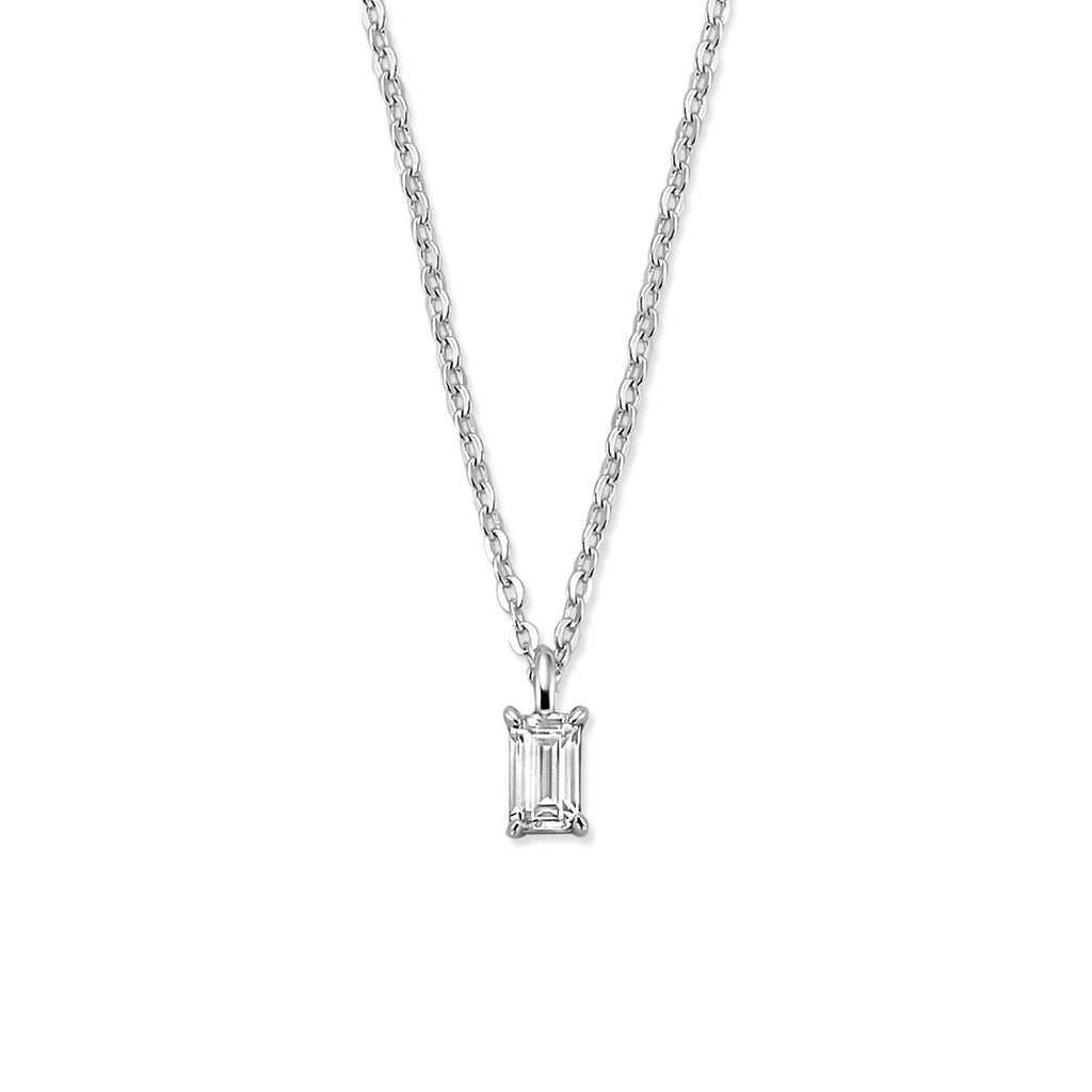 Halskette Zirkonia 42 + 3 cm Silber rhodiniert
