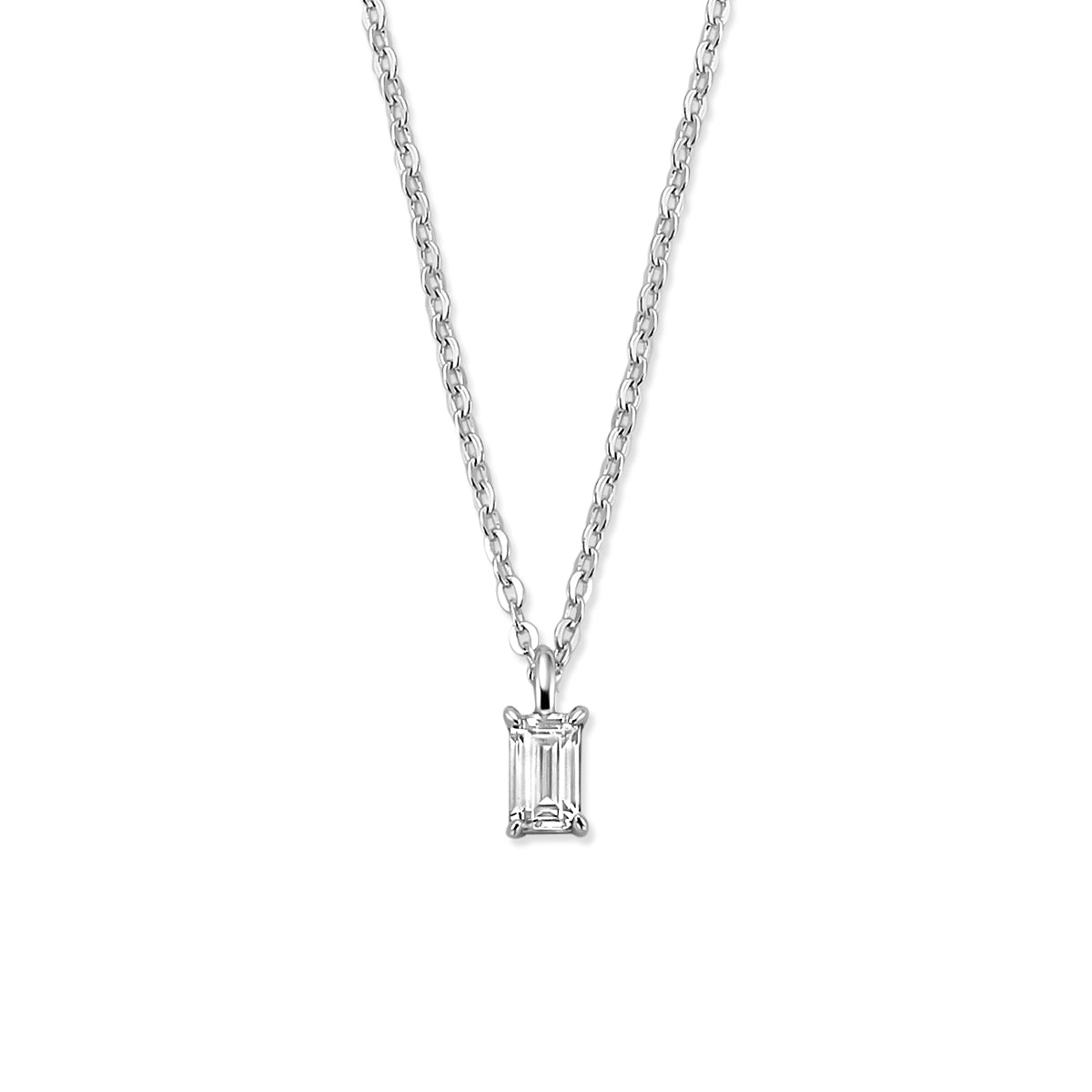Halskette Zirkonia 42 + 3 cm Silber rhodiniert