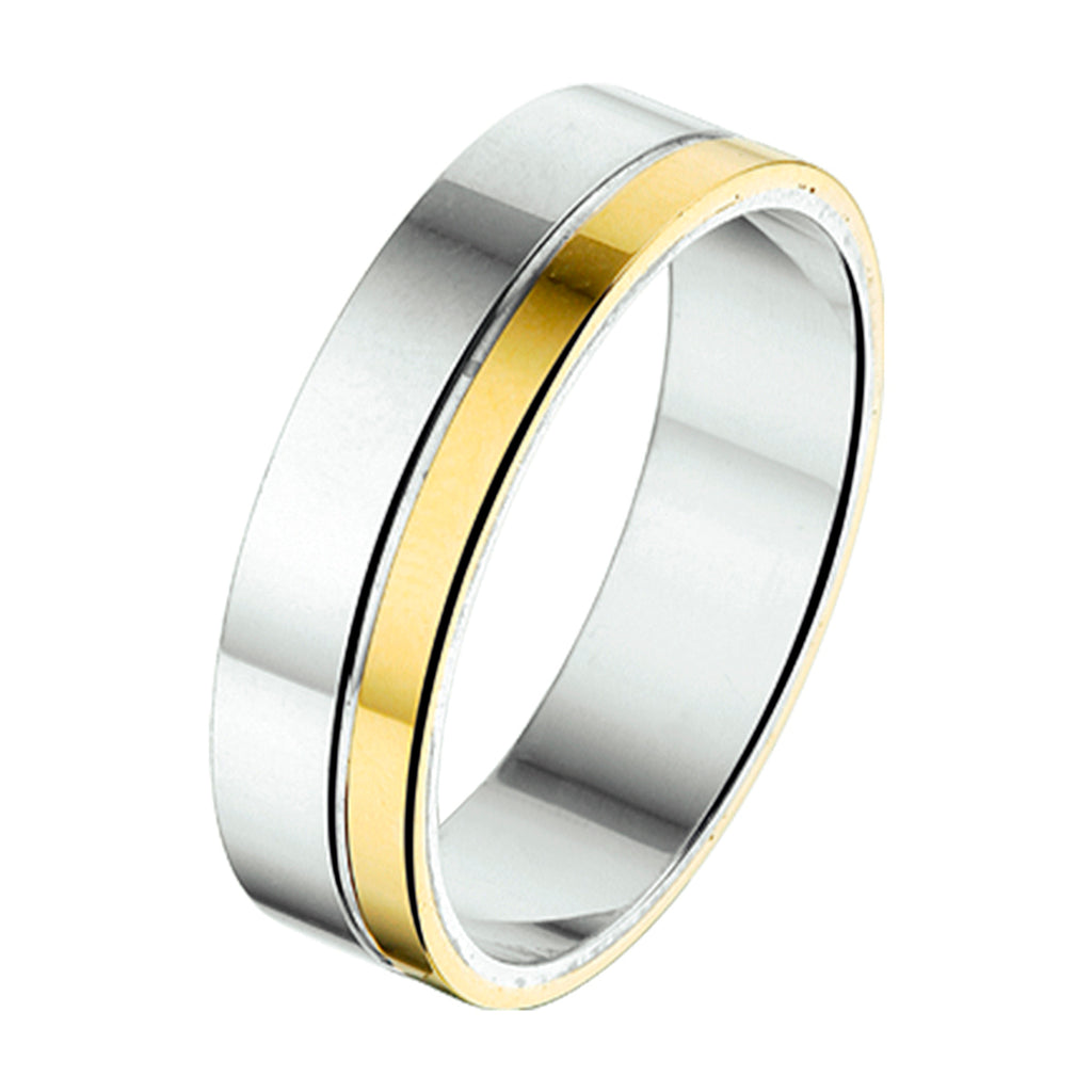 ring  6 mm zonder steen goud met zilver
