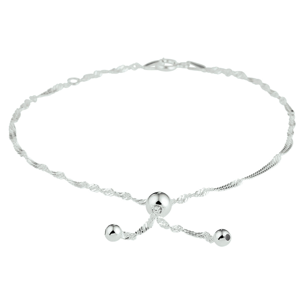 Fußkettchen Kügelchen 22 - 24 cm Silber Weiß