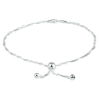 Fußkettchen Kügelchen 22 - 24 cm Silber Weiß
