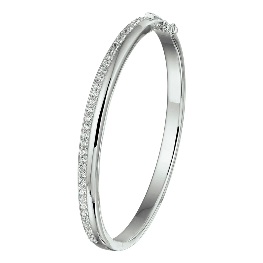 Armreif Scharnier Zirkonia 5,5 x 58,5 mm Silber rhodiniert