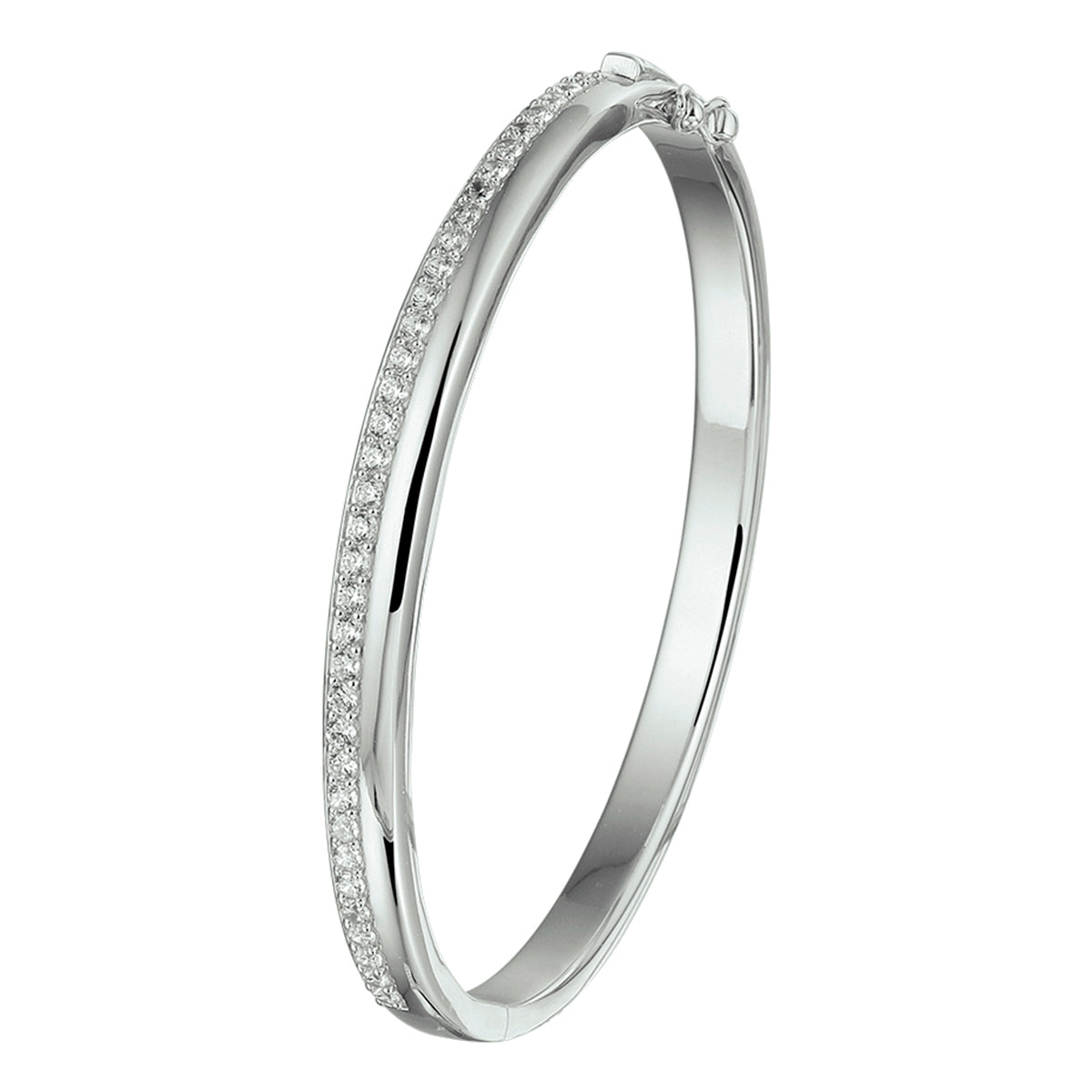 Armreif Scharnier Zirkonia 5,5 x 58,5 mm Silber rhodiniert
