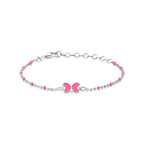 armband vlinder emaille 13 + 3 cm zilver gerhodineerd