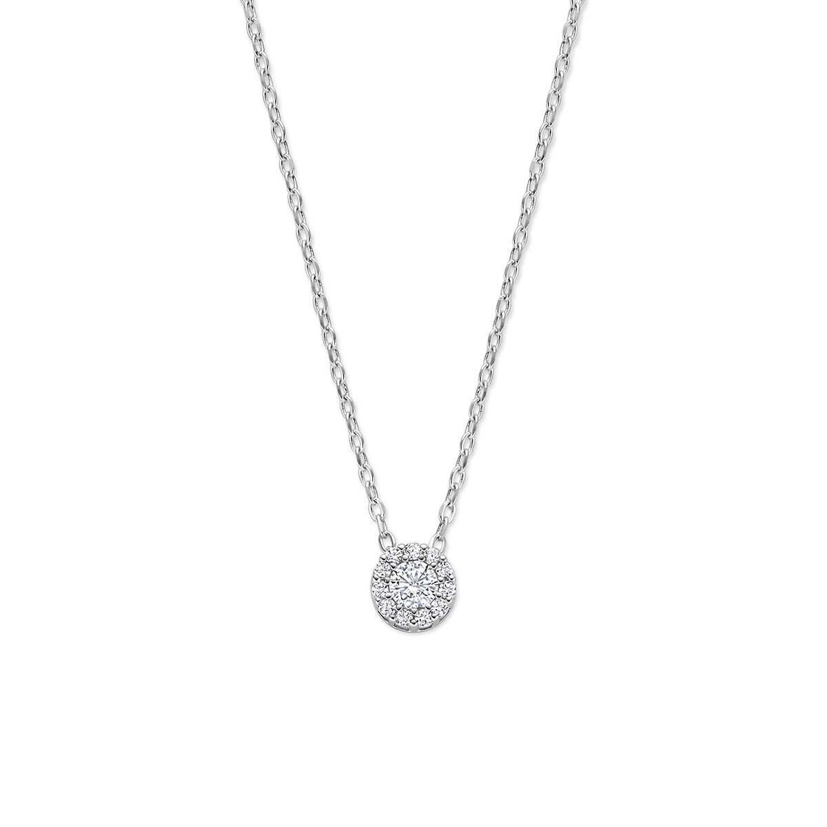 collier zirkonia 41 - 43 - 45 cm zilver gerhodineerd
