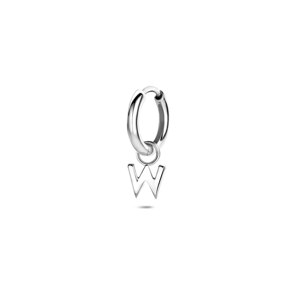 oorring letter per stuk 13 mm zilver gerhodineerd