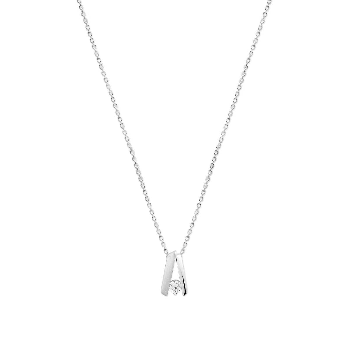 Halskette Zirkonia Poly/matt 41 + 4 cm Silber rhodiniert