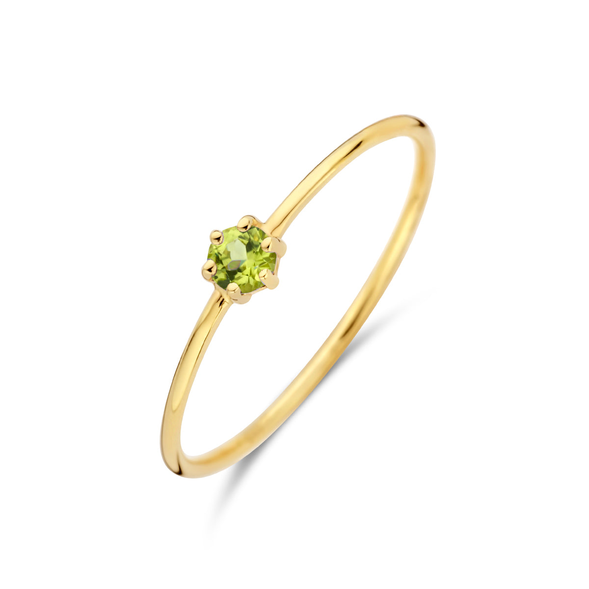 Ring mit Geburtsstein Peridot, 14. August, Gelbgold