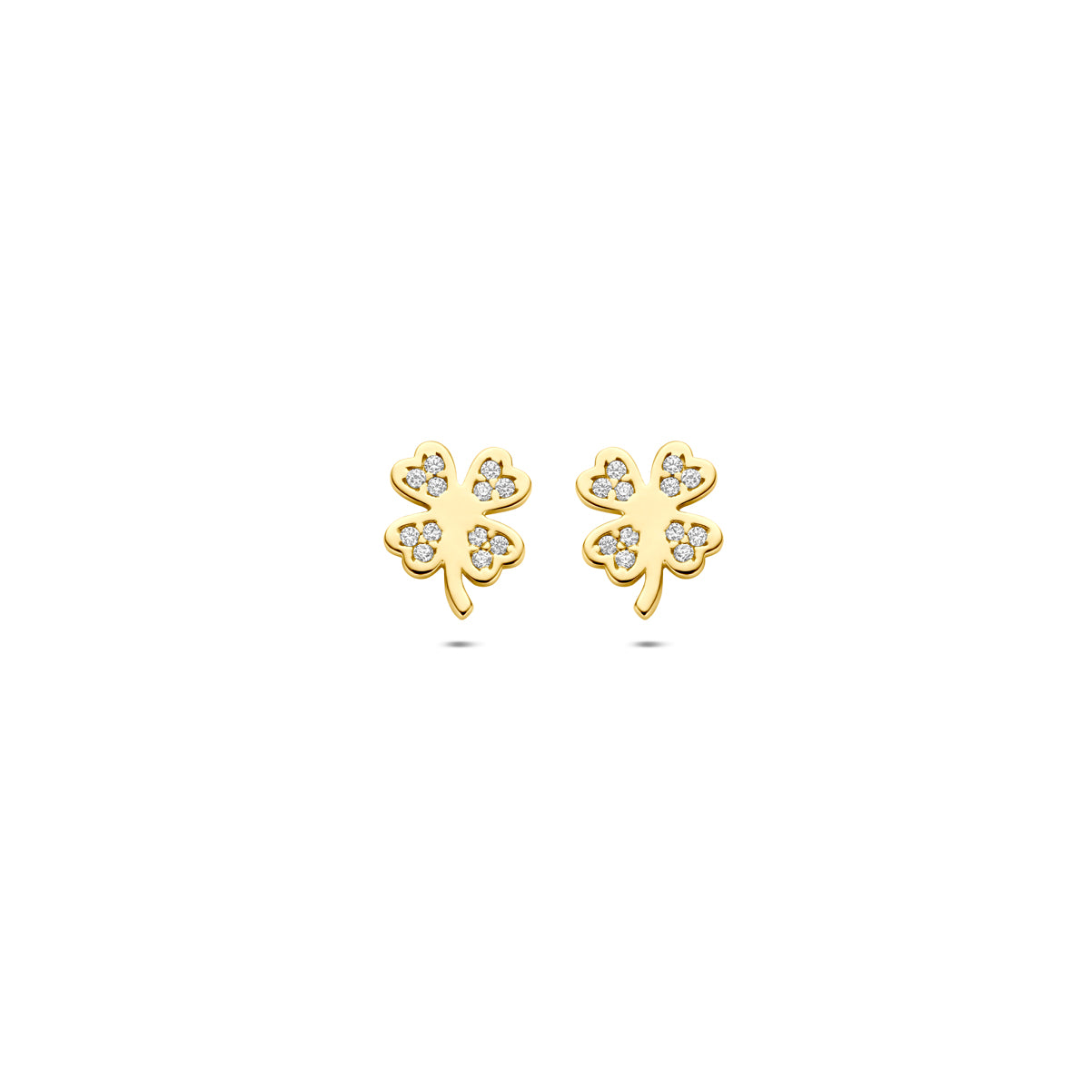 Ohrstecker Kleeblatt Zirkonia 7,5 mm 14K Gelbgold