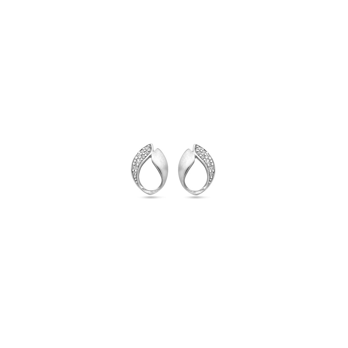 Ohrstecker Zirkonia poliert/matt 10,5 mm Silber rhodiniert