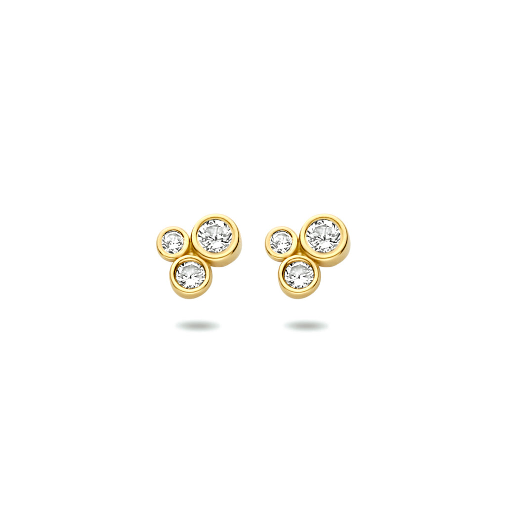oorknoppen zirkonia 6,5 mm 14K geelgoud