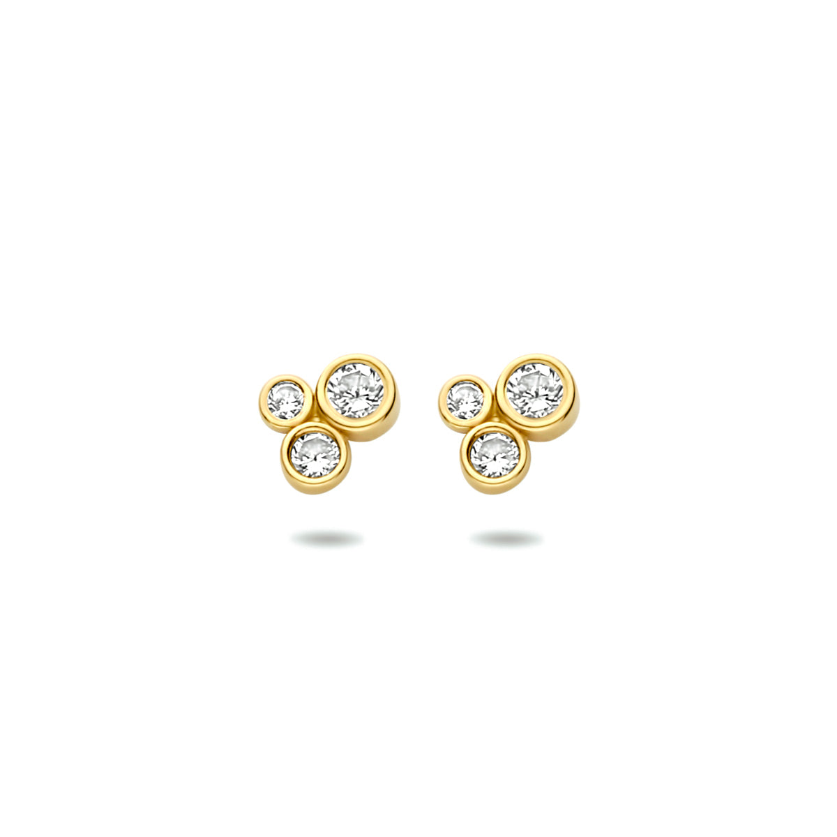 oorknoppen zirkonia 6,5 mm 14K geelgoud