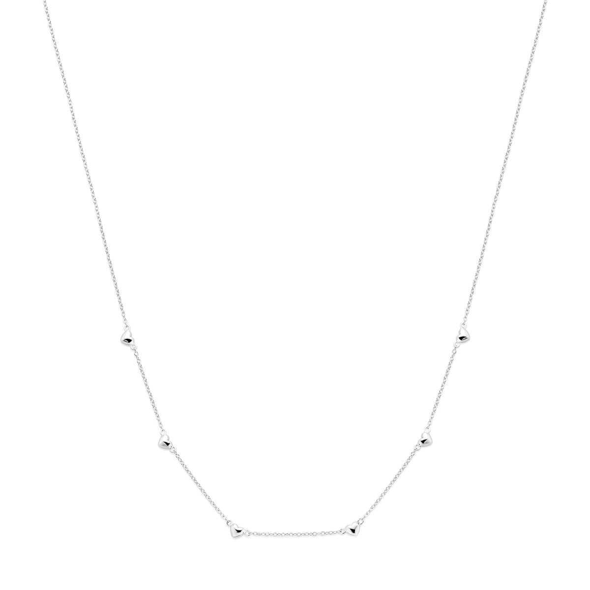 Halskette Herzchen 41 - 43 - 45 cm rhodiniertes Silber