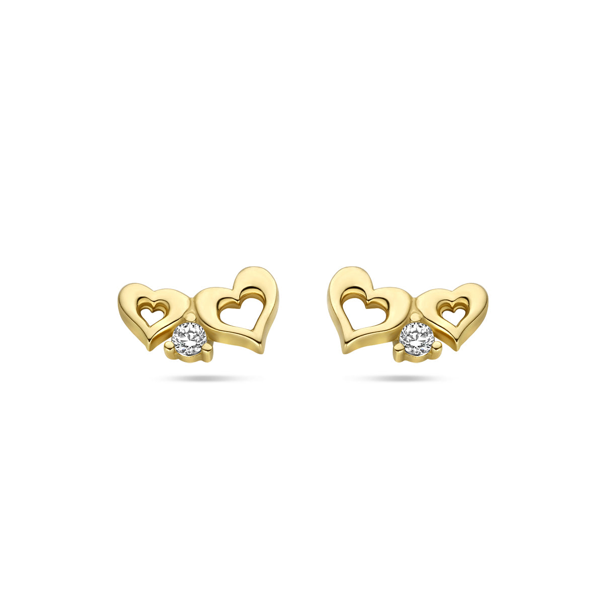 Ohrringe mit Herzen aus Zirkonia 14K Gelbgold