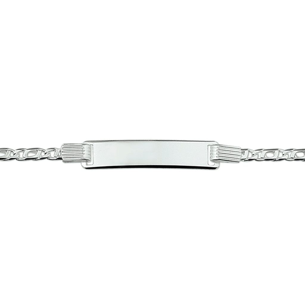graveerarmband valkenoog plaat 6,0 mm zilver wit