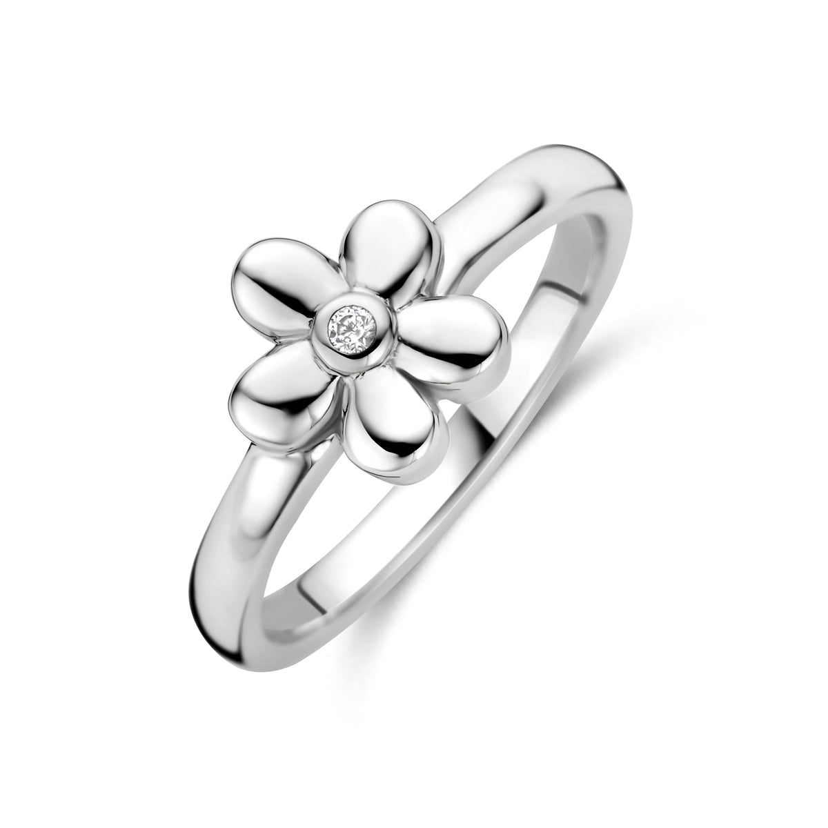 Ring Blume Zirkonia Silber rhodiniert